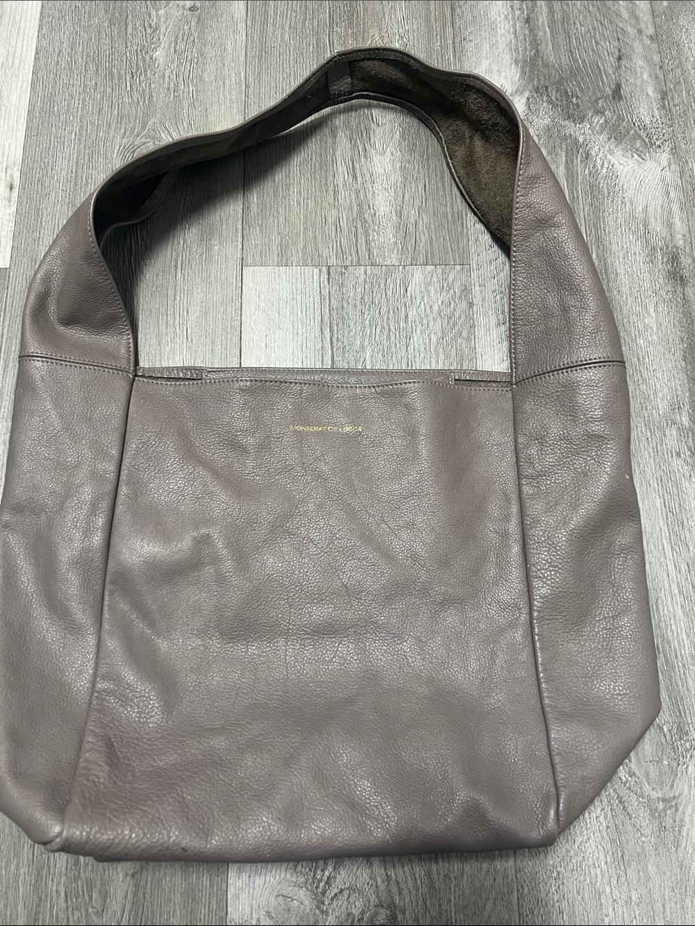 Monserat De Lucca, taupe leather hobo/ slouchy should bag